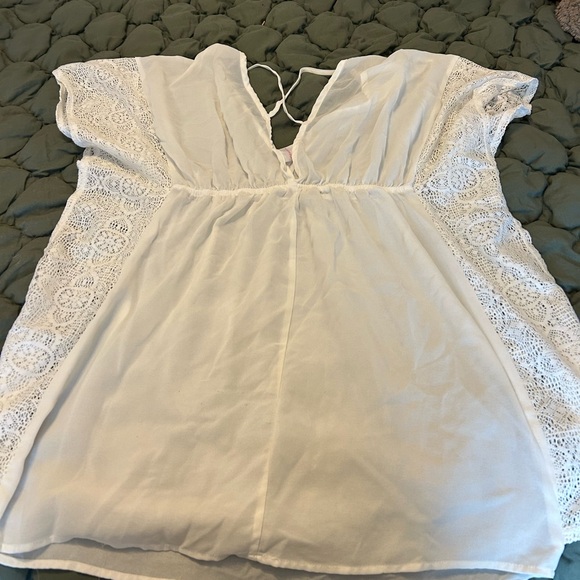Xhilaration Cream Lace Trim Swim Cover-Up - Picture 4 of 6